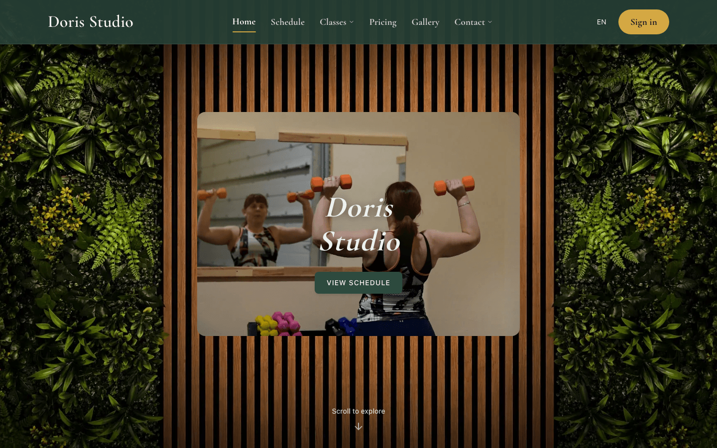Doris Studio homepage template powered by Studio OS