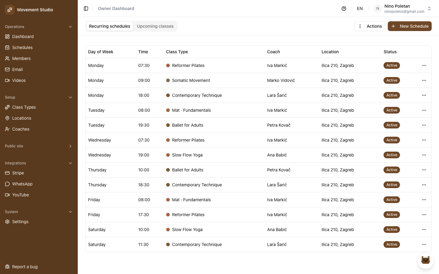 Studio OS schedule editor