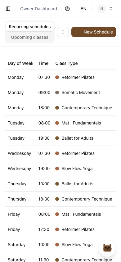 Studio OS schedule editor