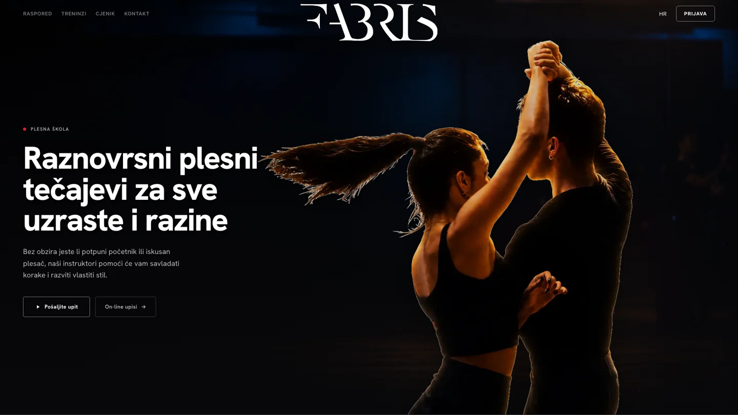 Web stranica plesne škole Fabris