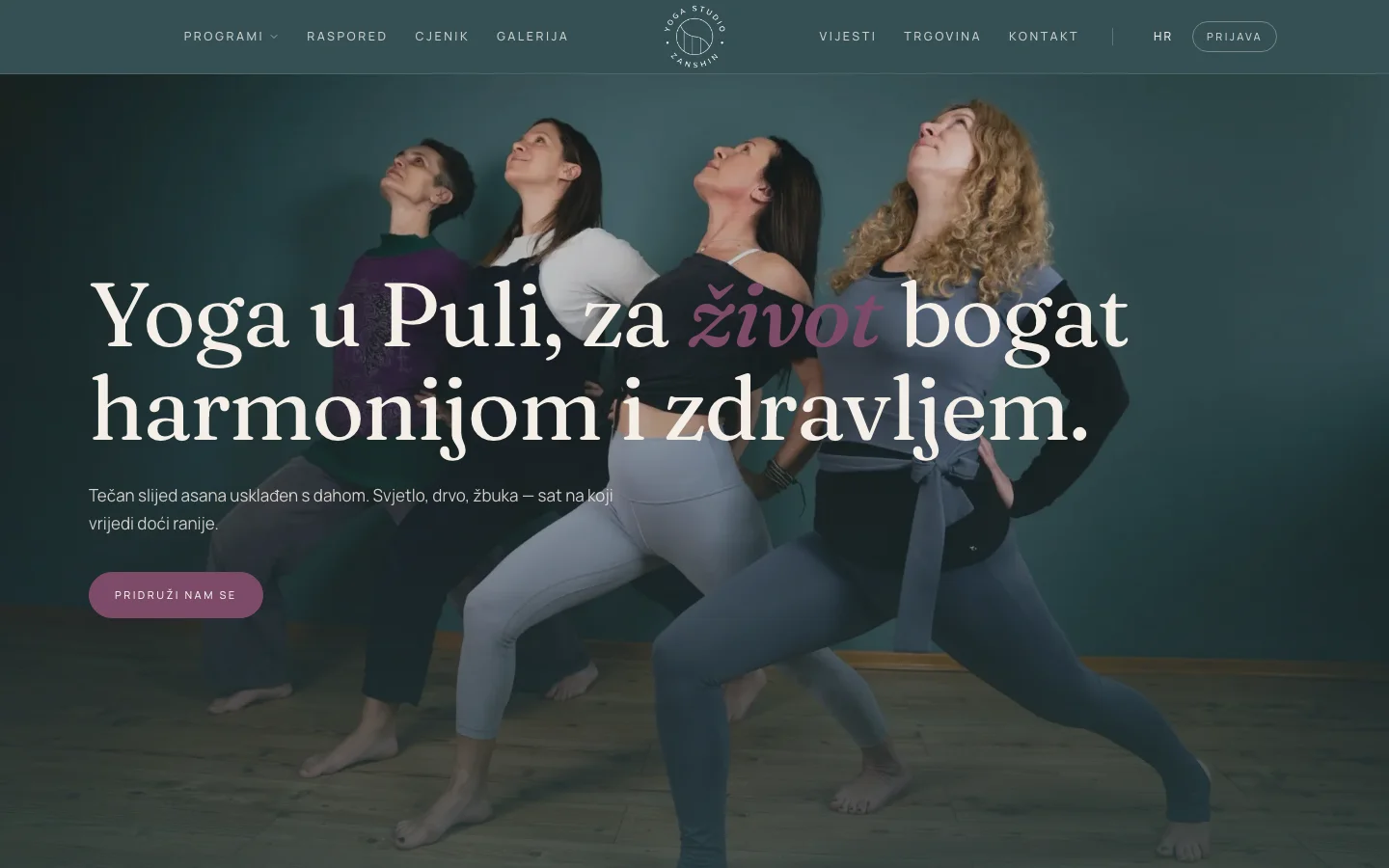 Web stranica studija joge Zanshin