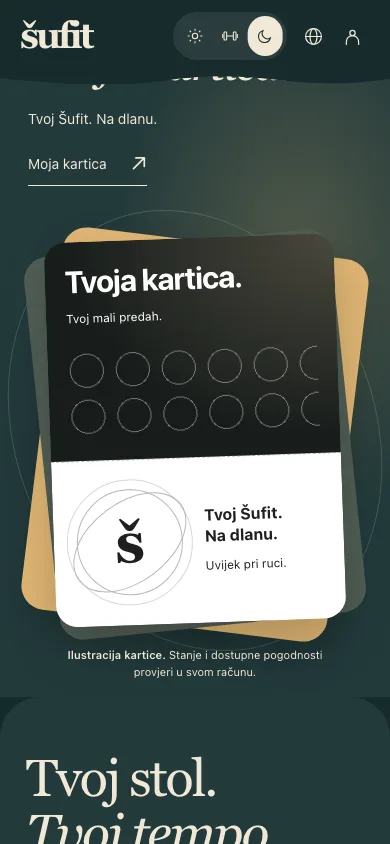 Šufit site on a phone: the drink card section (Croatian)